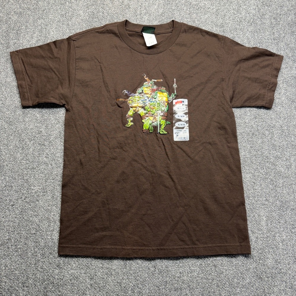 TMNT Teenage Mutant Ninja Turtles Brown Graphic T-Shirt Kids XL 16/18 2007